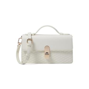 Imagem de Anne Klein Bolsa de ombro com aba e logotipo em relevo E/W com trava de volta, branco Anne, Anne White, Small