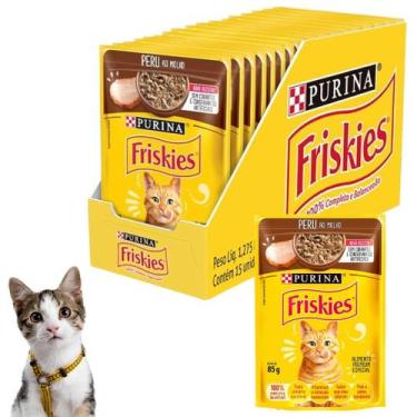 Imagem de Caixa Sachês Ração Úmida Friskies Para Gatos Adultos Sabor Peru Ao Mol