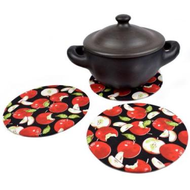 Imagem de Descanso de Panela MDF + Capa Estampada Para Mesa de Jantar Kit 03 Peç