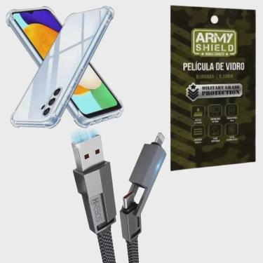 Imagem de Capinha para Galaxy M35 + Cabo USB 4 em 1 + Pelicula de Vidro 3D - Armyshield