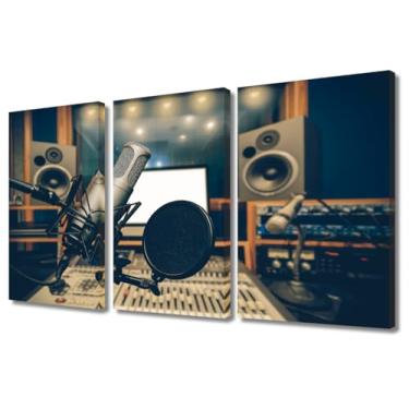 Imagem de Arte de parede de microfone para sala de estar, pintura musical, decoração de parede, equipamento de áudio, pintura de parede emoldurada, impressões em tela, imagens decoração de casa para quarto