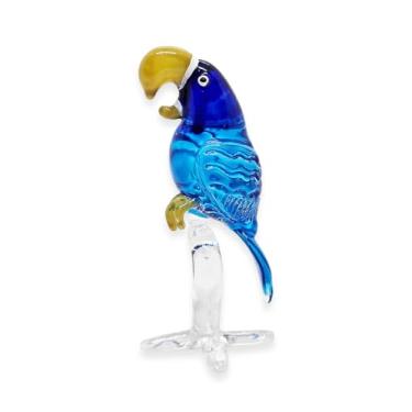 Imagem de Hand Blown Glass Figurine Cute Parrot Handmade Miniature Animal Art