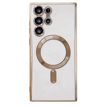 Imagem de Capa Magnética Compatível com Magsafe para o Samsung Galaxy S23 Ultra - Proteção Completa nas Lentes das Câmeras, Carregamento por Aproximação, Anti-impacto e Acabamento Premium Cor: Dourado