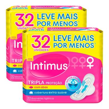 Imagem de Kit 2 Absorvente Intimus Tripla Proteção c/Abas-Suave 32 und