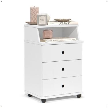 Imagem de Mesa Cabeceira 3 Gavetas Nicho Decorativo Mesinha Quarto Luxo New Lateral Cama Casal Solteiro - Lojas rpm