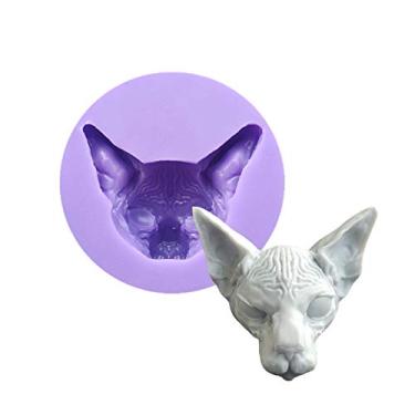 Imagem de Runloo Moldes de silicone para fondant de gatos, moldes de chocolate para cabeça de gato, ferramentas de decoração de bolo, estilo 3