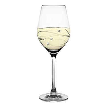 Imagem de Barski - Vidro feito à mão - Brilho - Copo de vinho branco - Decorado com diamantes de cristal reais - Caixa de presente - 354 g - Feito na Europa - Conjunto de 4