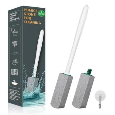 Imagem de Limpador de vaso sanitário de pedra-pomes, pedra-pomes com cabo longo de 29 cm para banheiro, banheiras, churrasqueiras, piscinas, limpeza de pias (pacote com 2)