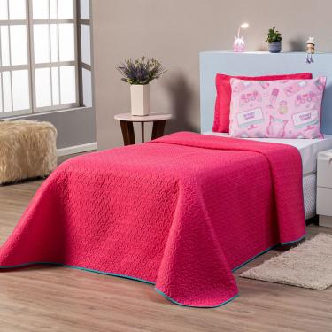 Imagem de Kit Cobre Leito Streamer Girl Pink/rosa Dupla Face Com Fronha Estampada Solteiro 03 Peças