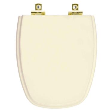 Imagem de Assento Sanitário Com Amortecedor Monte Carlo Creme Para Vaso Deca Com Ferragem Dourada