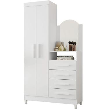 Imagem de Guarda-roupa Solteiro Com Cômoda Capri 2 Portas Branco