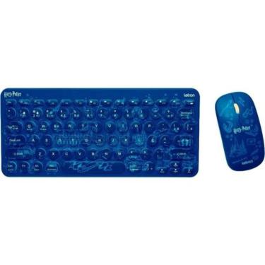 Imagem de Kit Teclado E Mouse Sem Fio Letron Harry Potter Azul