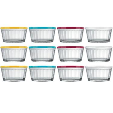 Imagem de Conjunto De Tigelas Copo Americano Em Vidro E Plástico 600ml Transparente Com Colorido