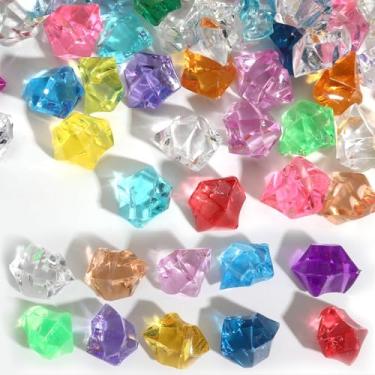 Imagem de Fake Ice, 250 peças de cubos de gelo falsos multicoloridos, pedras de acrílico de gelo falso, pedras reutilizáveis, pedras de plástico, diamantes, pedras, vasos, enchimentos para centros de mesa de