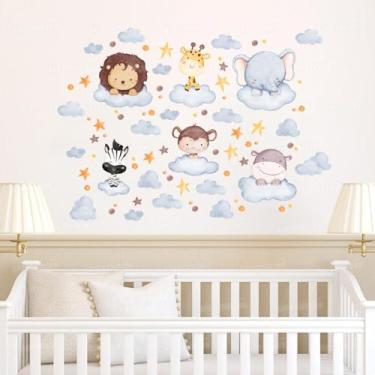 Imagem de Adesivo Decorativo Infantil Cartela Safari Seguro Lavável Fácil Aplicação Ideal Quarto Bebê Criança Menino Menina Decoração Área Kids