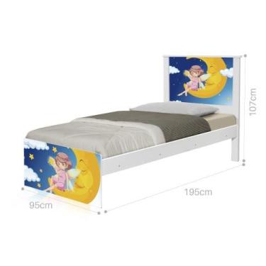 Imagem de Cama Solteiro com Cabeceira Adesivada Fadinha Encantada - CASA H