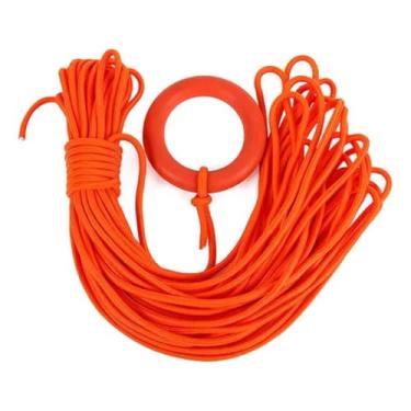 Imagem de Boia Salva-vidas Náutica com Corda de Resgate, 30 Metros, Laranja, Alta Visibilidade, Cabo de 8mm Flutuante