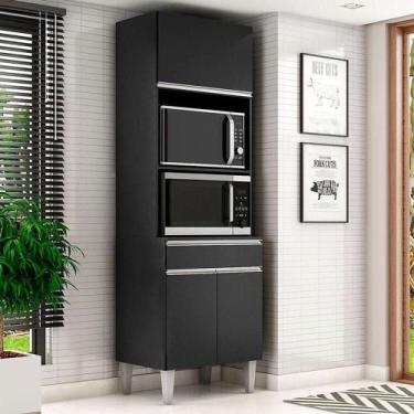 Imagem de Armário Paneleiro Torre Quente 2 Fornos Ambiente Andréia Preto Fosco -