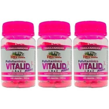 Imagem de Kit 3 Vitalid Mulher Polivitamínico De A - Z 300 Cápsulas - Rei Terra