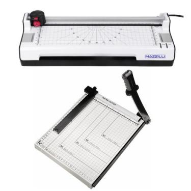 Imagem de Kit Plastificadora 3X1 A4 + Guilhotina Cortadora Trava Kp11 - Mazzilli