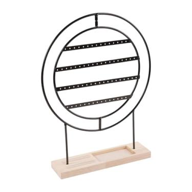Imagem de Deevoka Organizador de brincos para presente para mulheres, 4 camadas, madeira, metal, design rústico, pendurado, expositor de joias, suporte para de, Preto