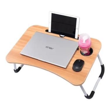 Imagem de Mesa Portátil Dobrável P/Notebook Cama Home Office Refeição(Carvalho)