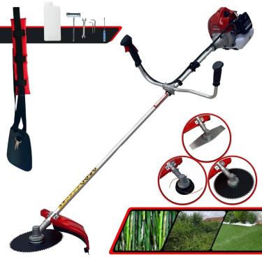 Imagem de Cortador de Grama À Gasolina Kawashima BCJ431-L 2T 43cc 1,7HP de Alta Performance Completa Com Carretel de Nylon + Lâmina 2 Pontas + Lâmina 80 Dentes