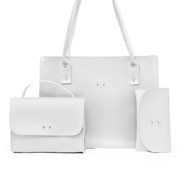 Imagem de Kit 3 bolsa feminina moda (Branco)
