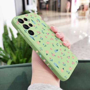 Imagem de Capa de celular com estampa de flores para Samsung Galaxy S25 S24 S23 S22 S21 S20 FE Note 20 Ultra 10 9 Plus, verde claro, para S24