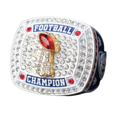 Imagem de TOPSPORTSJEWELRY Pacote com 12 peças FFT02 6 Styles Football Championship Trophy Ring Champion and Finalist Awards Finger Size 9 (12 peças White Champions)