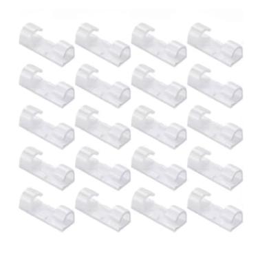 Imagem de Kit Clipes Organizadores de Fios e Cabos com Fixador Adesivo Forte 20 Unidades (Branco)