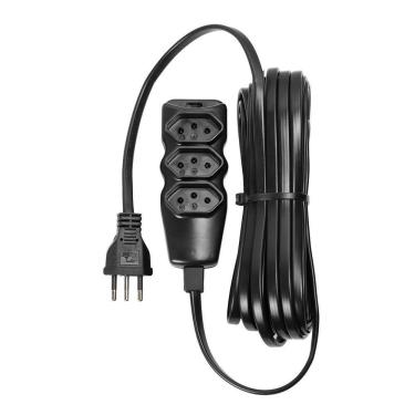 Imagem de Extensão Elétrica 3 Tomadas Pp Plano 3x0,75 10m Preta