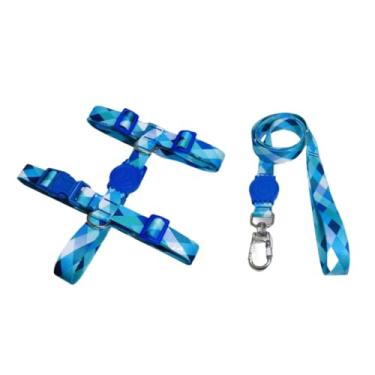 Imagem de Coleira Peitoral H Anti Puxão e Guia 1,10m para Cachorro Varias Estampas(Azul Sueter,P)