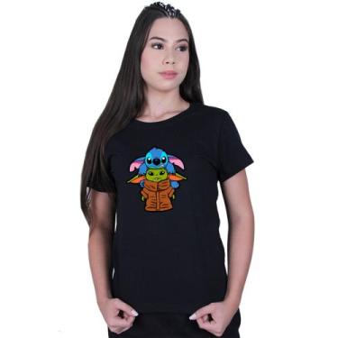 Imagem de Camiseta Baby Look Feminina Lilo Stitch yoda Star Wars - Lafre, Preto,