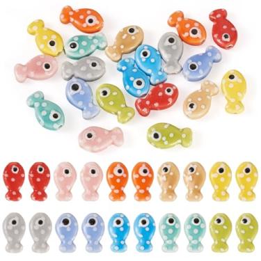 Imagem de Elecrelive Contas de Peixe de Cerâmica 10 Cores Oceano Mar Animal Espaçador Contas Porcelana Pintada Peixe Pingentes para Pulseiras DIY Brinco Colar Joias