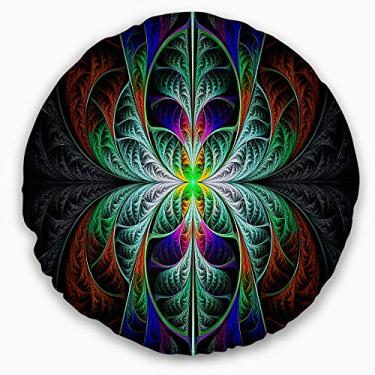 Imagem de Design Fabulous Blue Fractal Texture Sala de estar redonda, sofá, almofada de alta qualidade + capa de almofada impressa em ambos os lados 50 cm