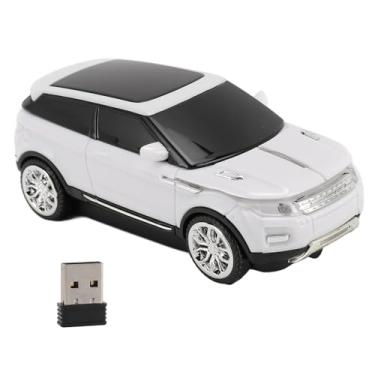 Imagem de Sports Car Wireless Gaming Mouse 2.4GHz 1600 DPI Cool 3D Shape de carro Mouse de computador com receptor USB para laptop PC Gaming Office Work (Branco)