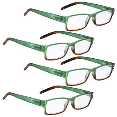 Imagem de LUR Óculos de leitura, pacote com 4, inclui óculos de sol para mulheres e homens, R012d-4 Verde
