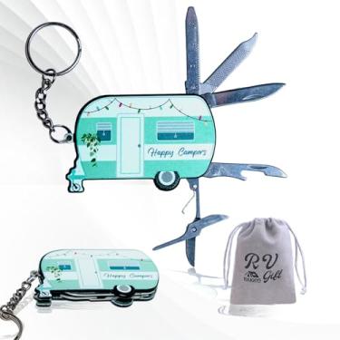 Imagem de Haigoo Mini multiferramenta de aço inoxidável, multiferramenta 5 em 1 para trailer com canivete de bolso, tesoura, abridor de garrafa, lixa de unha, régua, multiferramentas de bolso EDC para