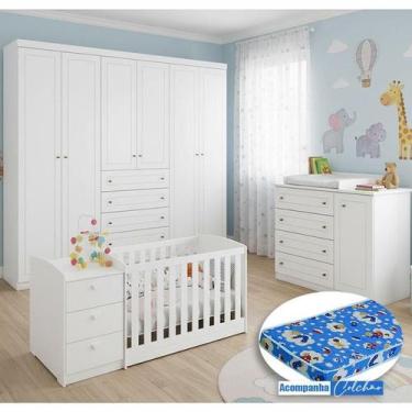 Imagem de Quarto Infantil Americano 6 Portas com Berço Multifuncional Atlanta Am