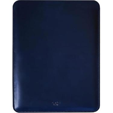 Imagem de Capa de couro genuíno para MacBook 14 Pro M1 M2 M3 M4 max azul noturno (azul escuro, MacBook 14 Pro)