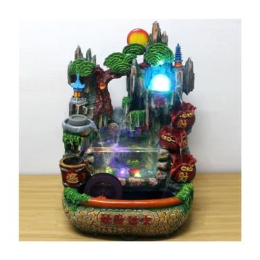 Imagem de XFNVXC Fonte decorativa para uso interno, fonte de mesa, artesanato de resina, fonte de água ornamental, decoração de casa, decoração de escritório, decoração de mesa, fonte de jardim ornamental para