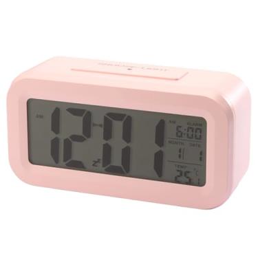 Imagem de Relógio Despertador Digital De Mesa Temperatura Alarme Luz (127 220V) Portátil Letra Grande Temporizador (rosa)