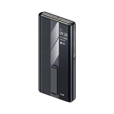 Imagem de LYJSMGZ Capa de couro para Huawei Mate XT, suporte oculto, antiderrapante, à prova de choque, janela de visualização, capa de telefone comercial, preta