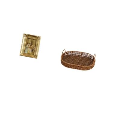 Imagem de Fenteer Porta-retratos de Resina de Vime com Porta-cartões para Fotos, com Frente de Vidro E Cesta de Vime Trançada à Mão para Mesa, Mesa de Parede, Organizad
