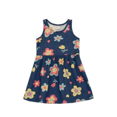 Imagem de Vestido infantil menina florido Brandili, 3, Azul