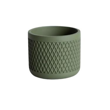 Imagem de Vasos de plantas Redondo com pote de planta textura grade, plantador mesa cimento furo drenagem, para decorar varanda sala estar cozinha(Green,Pequeno)