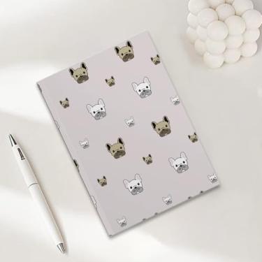 Imagem de Lindos cadernos de buldogue francês para trabalho, caderno de composição A5, caderno pautado na faculdade, agenda de viagem forrada para escrever anotações, presentes para amantes de cães