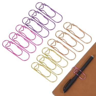 Imagem de IANFAN 12 peças de clipes de metal para notebook, clipe de papel de 7 cm, suporte de caneta para cadernos, papéis, planejador, material de escritório jumbo, dourado, roxo, rosa, vermelho