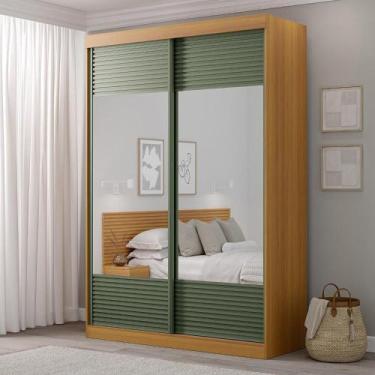 Imagem de Guarda-Roupa Solteiro 2 Portas com Espelho Samambaia CabeCasa MadeiraM